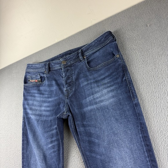 Diesel Jeans Mens 36x30* Blue Zatiny Bootcut Whiskered Stretch FadedButton Fly